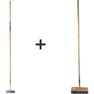 Synx Tools Rechte Schoffel 20cm Met Steel 160cm + Harde Bezem Old Dutchie - Schoffel - Buiten Bezem - Met Steel 160cm