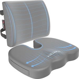 Ergonomisch Zitkussen en Lendensteun voor Bureaustoelen - Memory Foam Kussen voor Optimaal Comfort