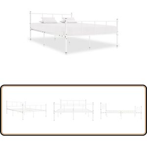 vidaXL Bedframe - Wit - Metaal - 120x200 cm - Inclusief lattenbodem Klassieke Bed Frame - Metalen Bed Frame - Tweepersoons Bed Frame - Wit Bed Frame - Bed Frame 120x200