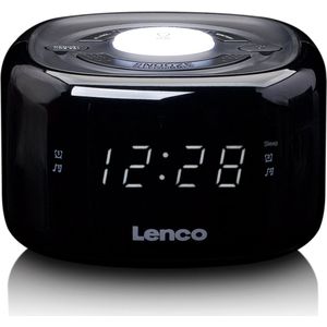 Lenco CR-12BK - Wekkerradio met Dimmerfunctie - Nachtlamp - Zwart