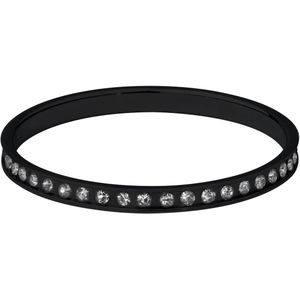 Quiges Stapelring Dames - Vulring Wit Zirkonia - RVS Zwart - Maat 19 - Hoogte 2mm