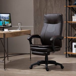 Doring stoel stoel stoel stoel baas stoel ergonomisch met voetsteun opgevulde rugleuning bruin 64 x 64 x 112-120 cm