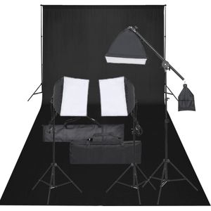 The Living Store Fotostudioset - Verlichtingsset 3x23W - Softbox 40x40cm - Achtergrondset 300x300cm - Draagtas