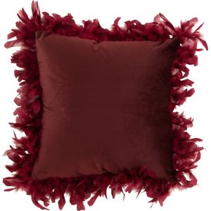 J-Line kussen Pluimen - polyester - bordeaux