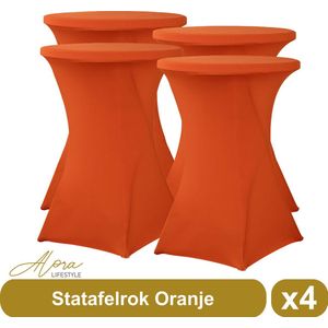 Statafelrok luxe oranje per 4 – statafelhoes – Koningsdag – EK voetbal - stretch – statafel tafelrok – staantafelhoes – geschikt voor horeca evenementen – sta tafel hoes – staantafelhoes – trouwerij – bruiloft – statafelrokken