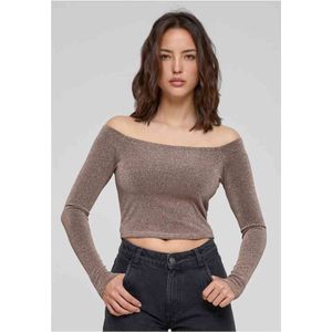 Urban Classics - Off shoulder Glitter Longsleeve top - 4XL - Goudkleurig