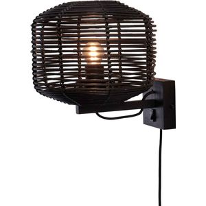 GOOD&MOJO Wandlamp Tanami - Rotan Zwart - Ø25cm - Binnen Modern