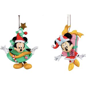 Mickey & Minnie Disney© Cadeau + kerstboom kerstbal ornament 3D (set van 2st)