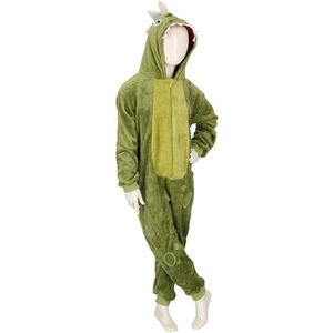 Apollo - Kinder Onesie - Dino - Maat 146/158 - Groen - Onesie Jongens - Onesie Meisjes - Dieren Onesie - Tiener