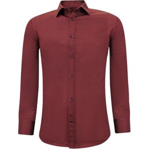 Luxe Blanco Heren Satijn Blouse - Slim Fit - 3072 - Bordeaux