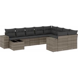 vidaXL Loungeset 10-delig - Grijs - Inclusief kussens