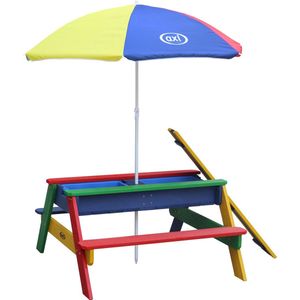 AXI Nick Zand & Water Picknicktafel in Regenboog kleuren - Verstelbare Parasol - FSC hout - Picknick tafel voor kinderen van hout