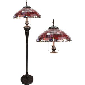 HAES DECO - Tiffany Vloerlamp Rood Ø 51x166 cm E27/max 3x60W