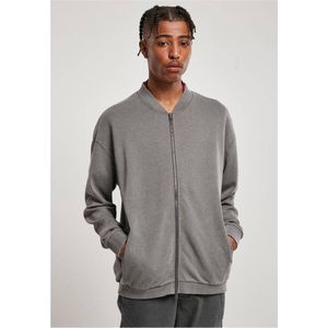 Urban Classics - Washed Sweat Bomber darkshadow Sweater/trui met rits - S - Grijs