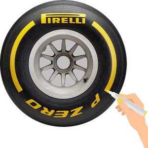 TirePaint Bandenstift SET GEEL met borsteltje en afbreekmesje