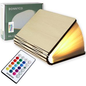 DiverseGoods Houten Boek Lamp met Afstandsbediening - 16 Kleuren & Timer - Tafellamp, Bureaulamp, Nachtlamp - Perfect voor Huis, Bureau & Kamer - Kerst & Verjaardagsgeschenk voor Mannen en Vrouwen