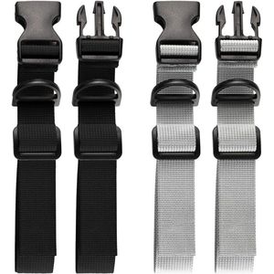 2 paar rugzak borstband clips snelsluiting verstelbaar nylon voor joggen fietsen buiten wandelen Zwart Grijs S