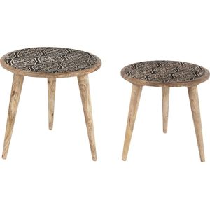 Set van 2 bijzettafels SHARMA Mangohout Bruin/zwart