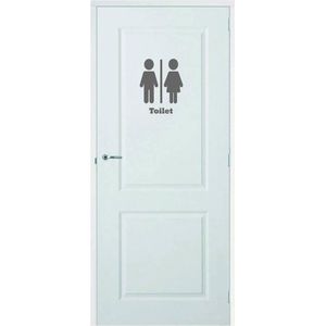 Deursticker Toilet - Donkergrijs - 39 x 50 cm - toilet raam en deur stickers - toilet