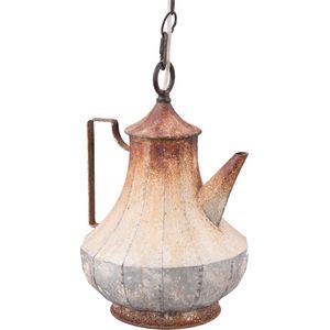 Clayre & Eef Hanglamp Ø 23x35 cm Beige Bruin Ijzer Hanglamp Eettafel Hanglampen Eetkamer