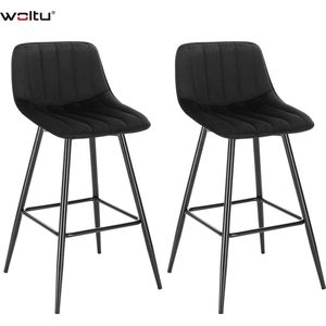 Barkrukken - Set Van 2 - Barkruk - 2 Stuks - Luxe Barkrukken - Met Rugleuning - Barkrukken - Zwart