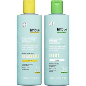 IMBUE Haarverzorgingsset Voor Krullend Haar & Coils - Shampoo & Conditioner - Vegan, Siliconen- & Sulfaatvrij - 2 Stuks