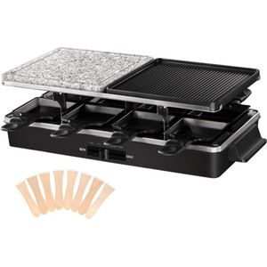 Gourmetstel 8 personen - Gourmet Set Electrisch - Natuursteen En Bakplaat - 2 Aparte Delen