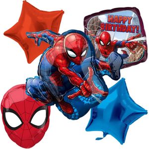 Amscan – Spiderman – Ballon set – 5-Delig – Helium ballon – Folieballon – Versiering - Kinderfeest.