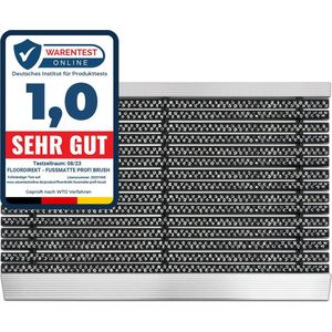 FLOORDIREKT Borstelmat - Profi Brush - Deurmat - Aluminium-Deurmat - Robuuste Nylonborstels - UV-bestendig - Zwart-Wit - 40 x 60 cm