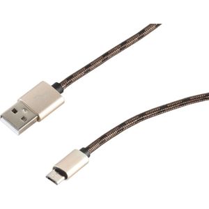 USB Micro B naar USB-A kabel - USB2.0 - tot 2A / bruin nylon - 2 meter