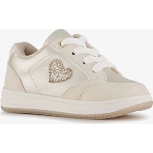 Blue Box meisjes sneakers met glitter hartje - Beige - Uitneembare zool - Maat 25