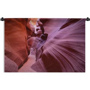 Wandkleed Antelope Canyon - Golvende rotsen in de diepe Antelope Canyon Wandkleed katoen 90x60 cm - Wandtapijt met foto