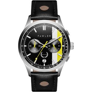 Fawler Monterey Wit & Geel Race Horloge voor Mannen