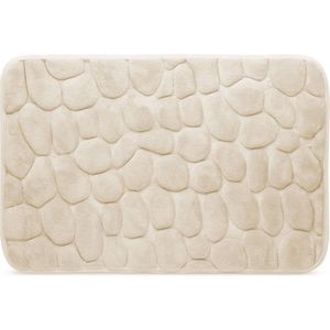 Kleine Antislip Badmat voor in Badkamer/Toilet/WC - Beige Zandkleur Ecru - Steenpatroon - 40x60cm