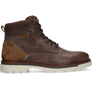 Manfield - Heren - Bruine leren veterboots - Maat 45