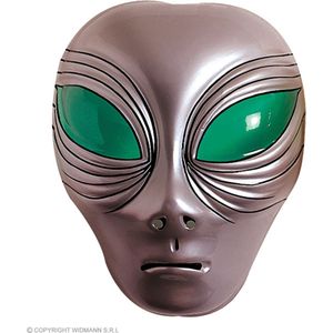 Widmann - Alien Kostuum - Buitenaards Wezen Masker - Zilver - Carnavalskleding - Verkleedkleding