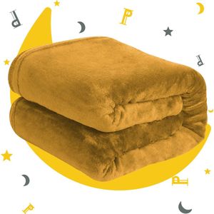 Sleep Comfy Fleece Deken - 150x200 cm - Gele Oker - Zacht, Warm & Pluizig - Multifunctionele Knuffel- & Woondeken - Ideaal voor Alle Seizoenen