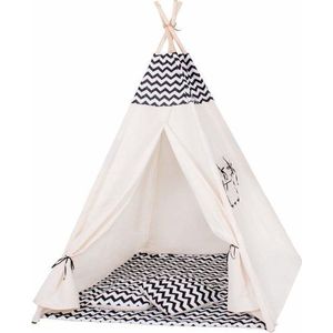 Wigwam tipi teepee tent - speeltent - 4 delig - 100% katoen - zebra patroon