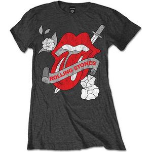 The Rolling Stones - Vintage Tattoo Dames T-shirt - L - Grijs