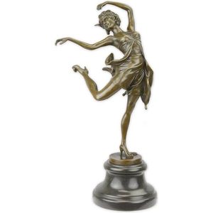 Bronzen beeld - sculptuur van een danseres - dynamisch kunstwerk - 38,2 cm hoog
