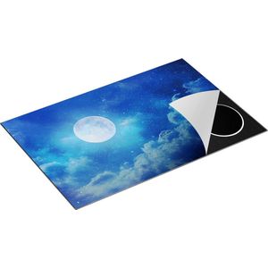 Chefcare Inductie Beschermer Volle Maan in de Blauwe Hemel met Sterren - 80x55 cm - Afdekplaat Inductie - Kookplaat Beschermer - Inductie Mat