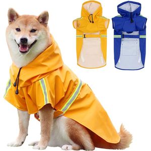 Hondenregenjas, waterdichte reflecterende hondenregenjas, verstelbare waterdichte regenjas voor grote honden (3XL) (geel)