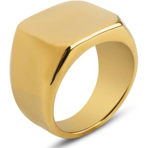 Heren Zegelring Goud kleurig - Staal - Ringen Mannen - Heren Ring - Cadeau voor Man - Mannen Cadeautjes