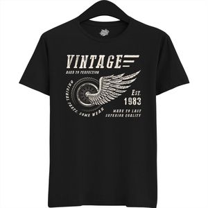 A Vintage Motorcycle Addict Est 1983 | Retro Verjaardag Motor Cadeau Shirt - T-Shirt - Unisex - Zwart - Maat M