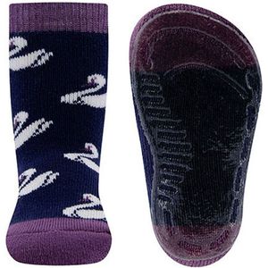 Ewers antislip sokken zwanen - donker blauw met paars