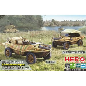 Hero Hobby Kits German PKW.K2S Schwimmwagen Type 166 (2 in 1) + Ammo by Mig lijm