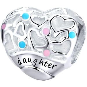 hart daughter bedel | dochter bead | bedels voor armband | Zilverana | geschikt voor alle bekende merken | 925 zilver | moederdag