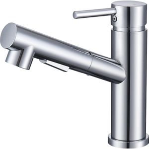 Kraan chroom keuken/badkamer, keukenkraan met uittrekbare douche, spoelbakarmatuur met uittrekbare dubbele spoeldouche, mengkraan keuken