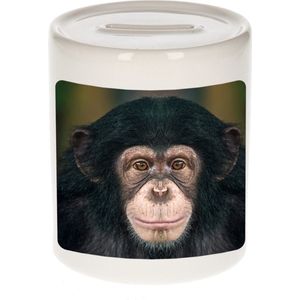 Dieren leuke chimpansee foto spaarpot 9 cm jongens en meisjes - Cadeau spaarpotten leuke chimpansee apen liefhebber