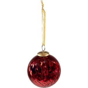 Clayre & Eef Kerstbal Ø 9 cm Rood Glas Kerstdecoratie